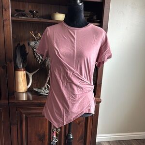 Nine West Pink Asymmetrical Ruched T-Shirt